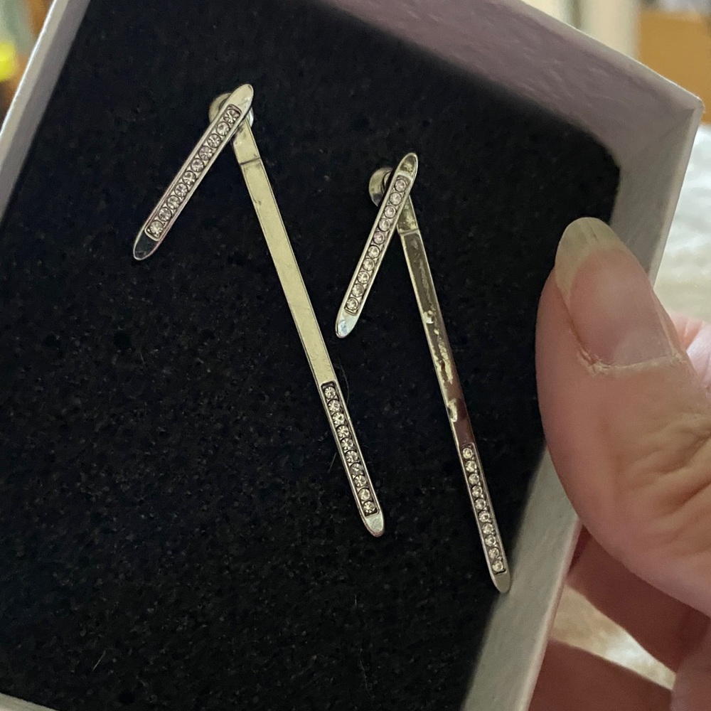 Rhinestone Bar Tie Clip - Silver Tone